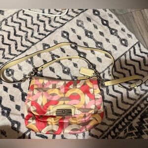 Vintage Coach Multicolor Crossbody Bag - Red, Pink, Cream